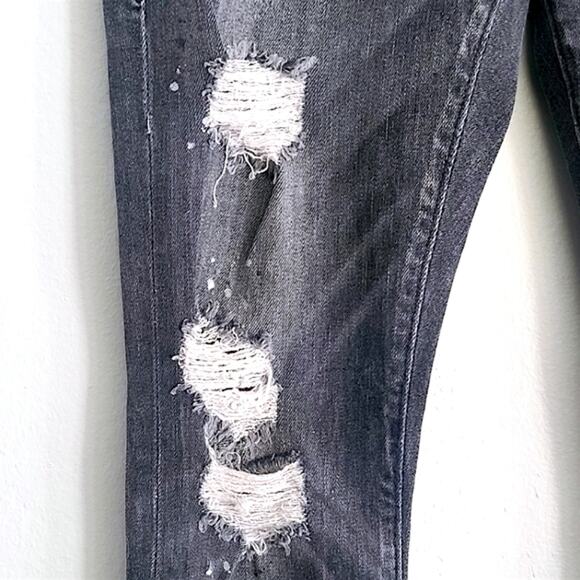 True Religion Women’s Jeans Soft Grunge Moto Distressed Denim Washed Black 23 - Picture 5 of 9